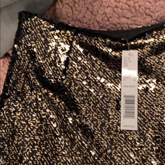 NWT Gianni Bini Sequin Skirt Black and Gold - Picture 5 of 6